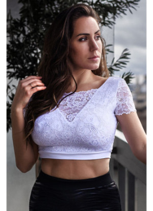Top sexy court blanc bi matière réversible - LTK2-WHT